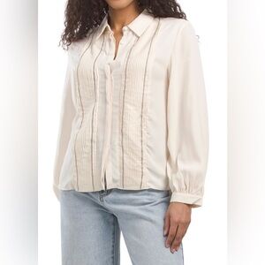 Zara Beige Button-Up Blouse